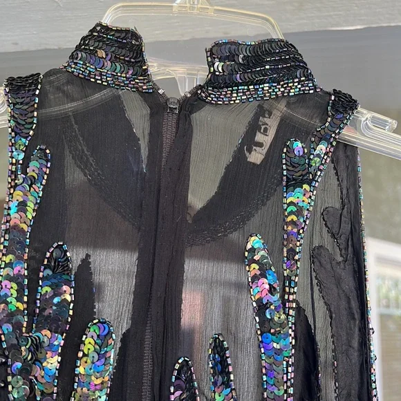 Beaded dress, very fitted..ptp 15 1/2 waist 13in , length approximately 39in - Picture 4 of 8